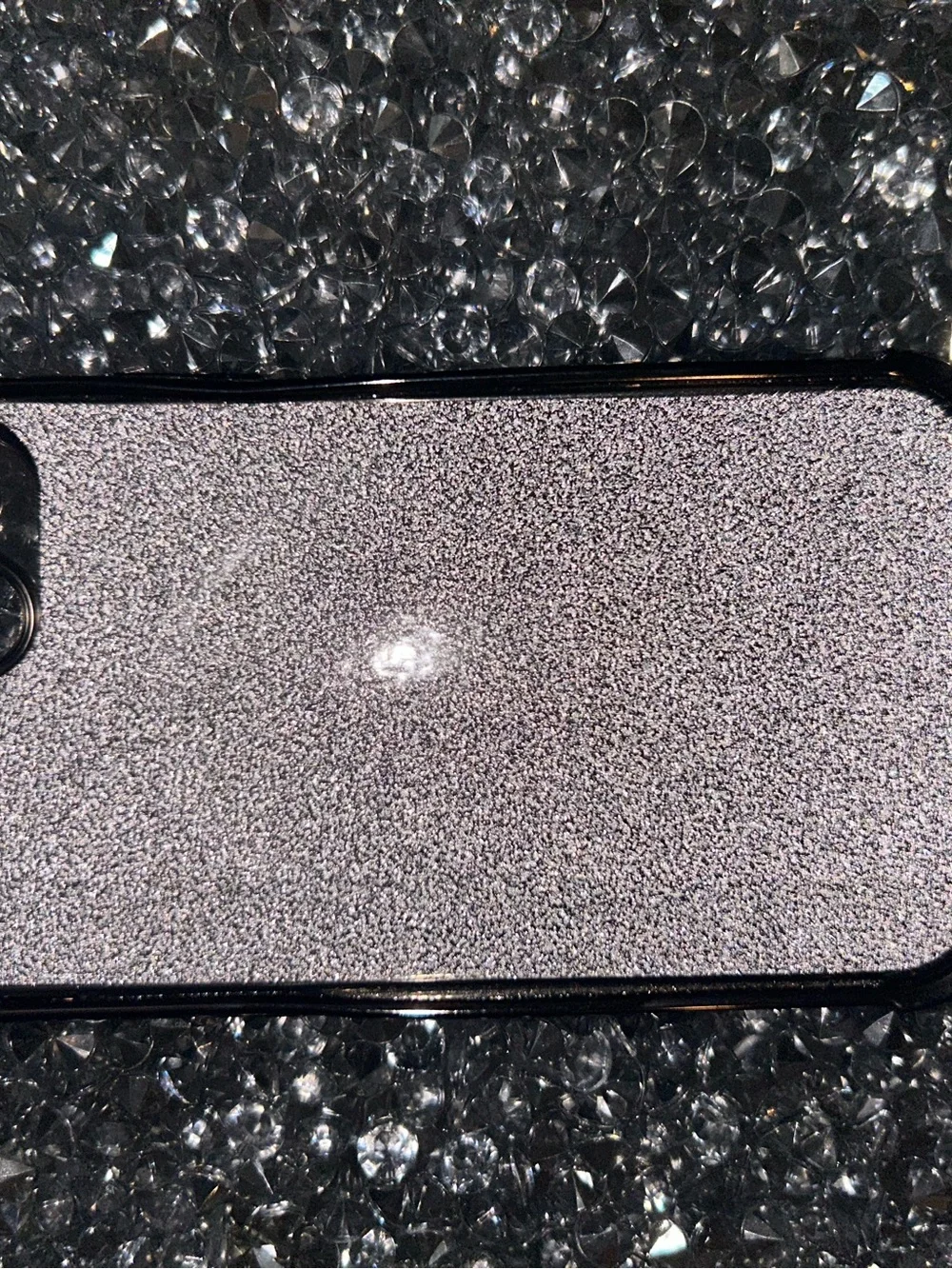 Glitter Silver Magnetic Ring iPhone Case - Clear Black Trim